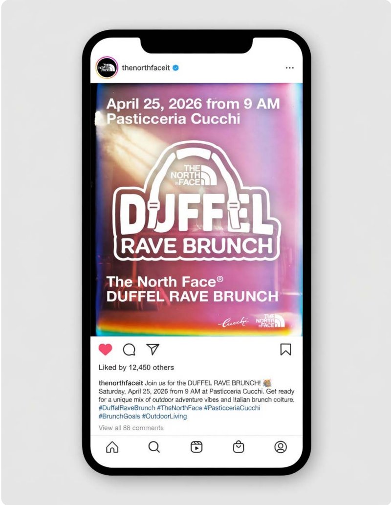 Post Instagram TNF Duffel Rave Brunch